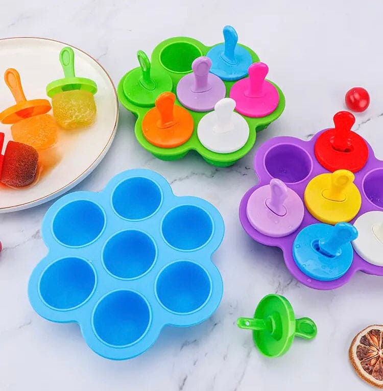 Silicone 7 Grids Fruit Shake Ice Cream Maker Mold, Silicon Popsicle Mold Tray, Portable Ice Cream Container, Fruit Shake Cream Ball Lolly Maker, Multi-Purpose Popsicle Mold, Baby Food Mold Popsicle Stick Silicone 7 Grids Fruit Shake Ice Cream Maker Mold, Silicon Popsicle Mold Tray, Portable Ice Cream Container, Fruit Shake Cream Ball Lolly Maker, Multi-Purpose Popsicle Mold, Baby Food Mold Popsicle Stick